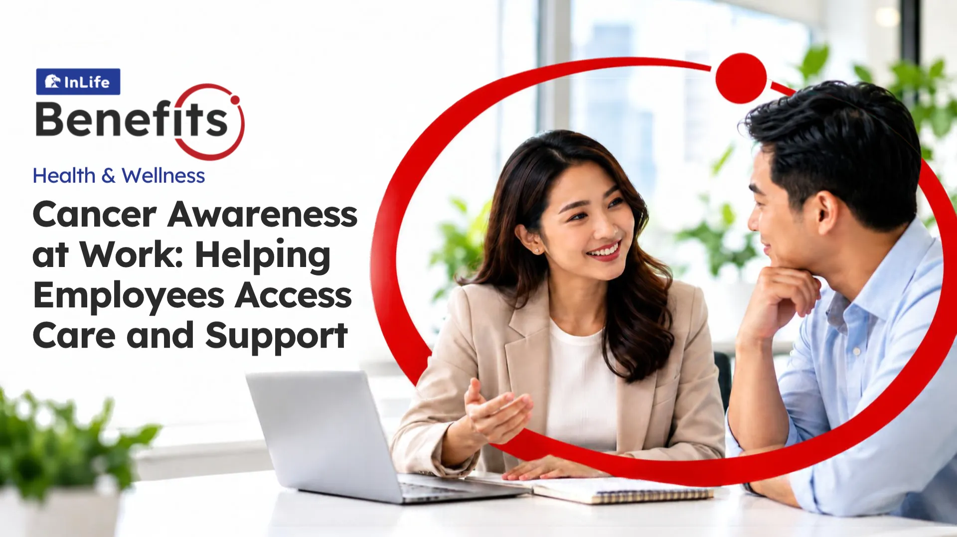 HR professional talks with an employee about workplace cancer care.